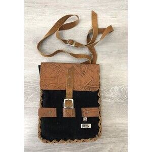 Rasta Moda Women's Handbags Brown Leather Studded Adjustable Strap Crossbody Bag